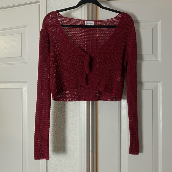 Superdown Channing Knot Front Sweater Oxblood S - Picture 5 of 9